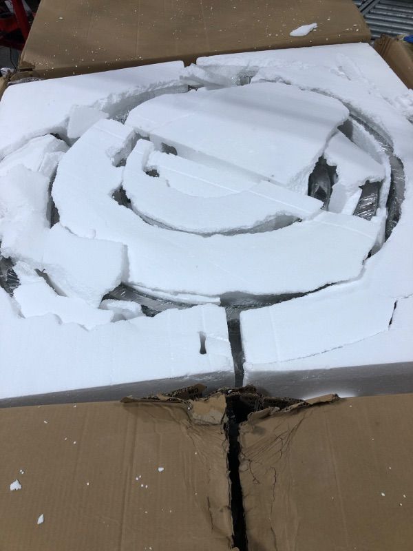 Photo 1 of IDEQUY W40'' Flush Mount Crystal Ceiling Light Round Ring Chrome Ceiling Light Fixture 5-Tier Chandelier for Dining Room Foyer Remote Control 3000-6000K Infinity Dimmable Lighting