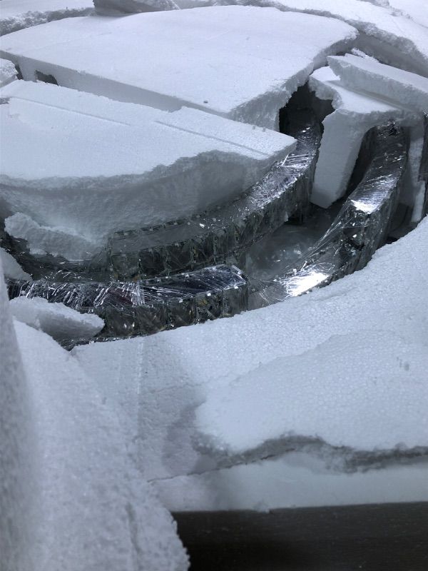 Photo 1 of IDEQUY W40'' Flush Mount Crystal Ceiling Light Round Ring Chrome Ceiling Light Fixture 5-Tier Chandelier for Dining Room Foyer Remote Control 3000-6000K Infinity Dimmable Lighting