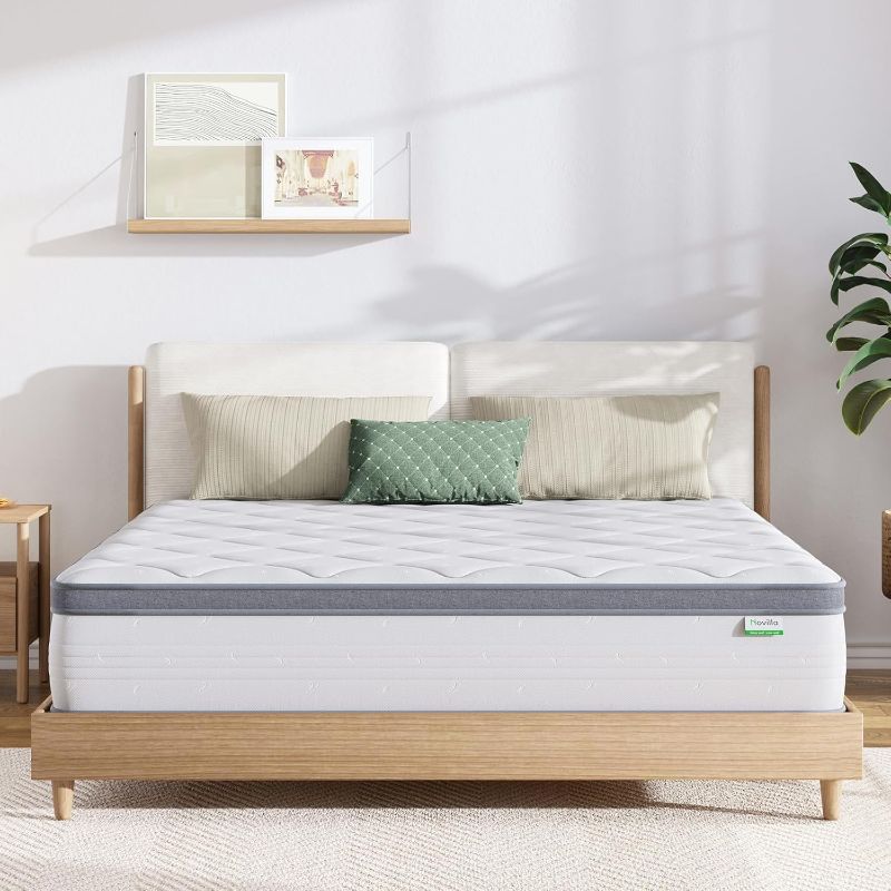 Photo 1 of  Queen Mattress, 12 Inch Hybrid Mattress Queen with Comfort Foam,Innerspring Pillow Top Queen Mattress in a Box, Queen Size Mattress for Pressure & Pain Relief, Soft Feel