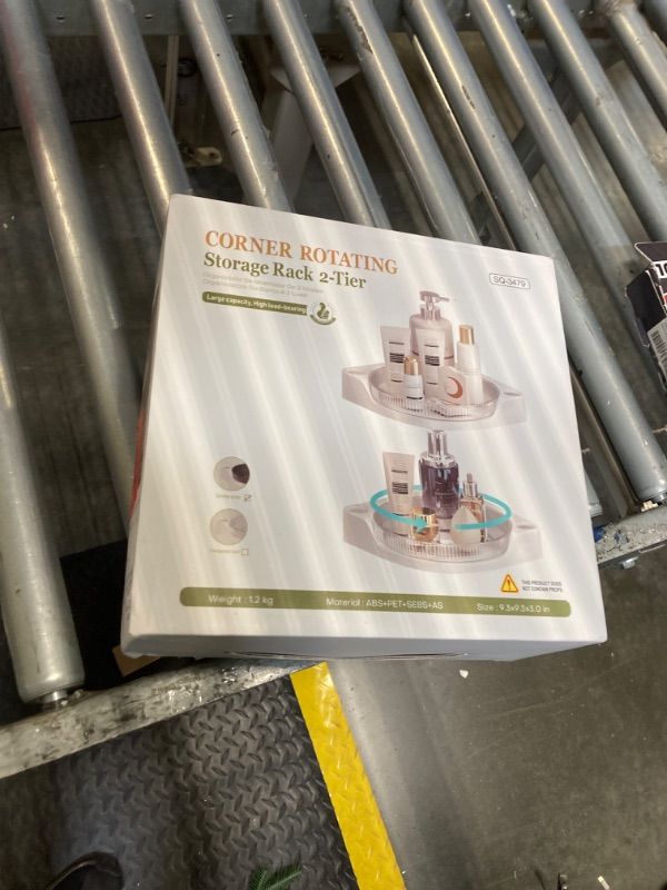 Photo 1 of Corner Shower Caddy?360° Lazy Susan Rotating Corner Shower Shelf?2Pack Shower Organizer with Hooks for Bathroom Storage, No Drilling Wall Mounted Shower Storage,Kitchen Corner Organizer Storage