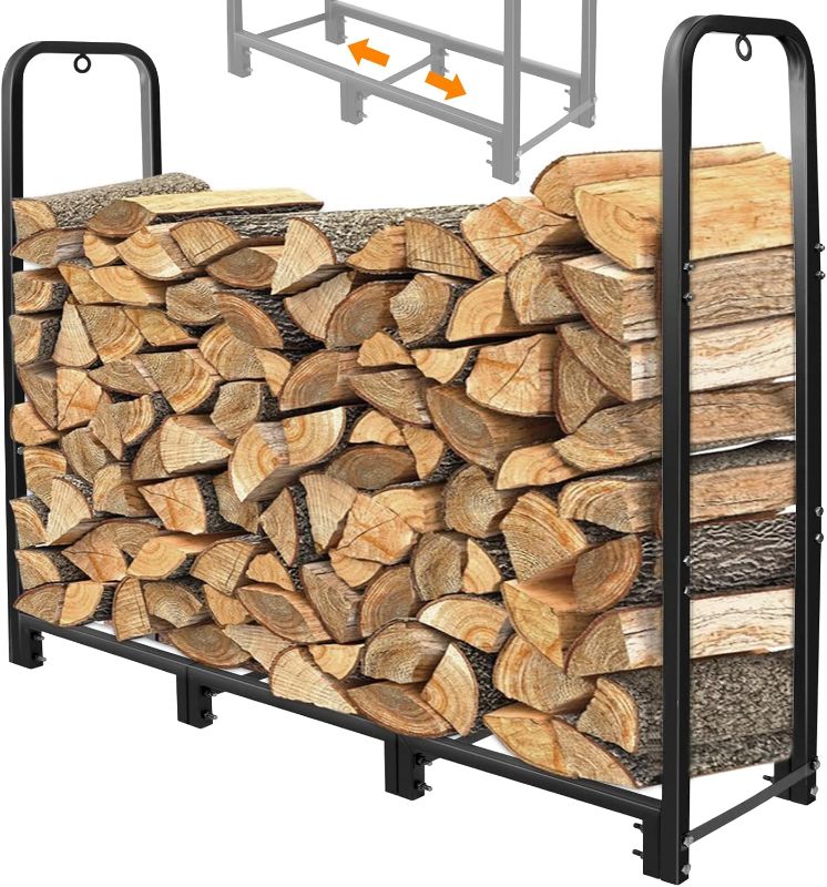 Photo 1 of *** SIMILAR *** CONNOO 4ft Firewood Rack Stand Heavy Duty Firewood Log Rack Holder Fireplace Wood Storage Holder for Indoor Outdoor Metal Pile Log Stand Stacker Holder,...