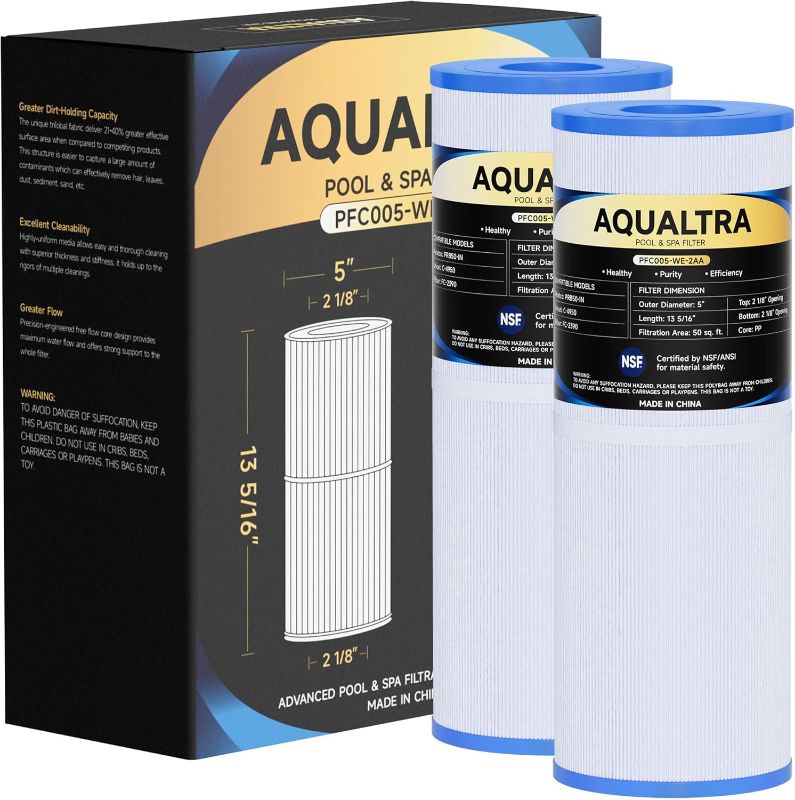 Photo 1 of  *** SIMILAR *** AQUALTRA Spa Filter Replaces PRB50-IN, C-4950, FC-2390, Jacuzzi J200/J210/J220/J235/J245/J275, Guardian 413-212-02, 373045, 13 5/16" x 5" Drop in Hot Tub Filter 2 Pack (White)