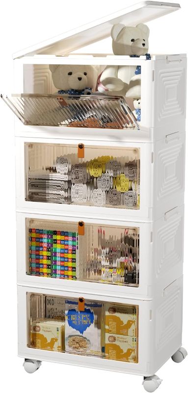 Photo 1 of *** SIMILAR *** Storage Bins with Lids, 23Qt Plastic Storage Containers with Magnetic Doors & Wheels, Collapsible Storage Bins Closet Organizers, Foldable Organization for Home, Party, Office, Dorm