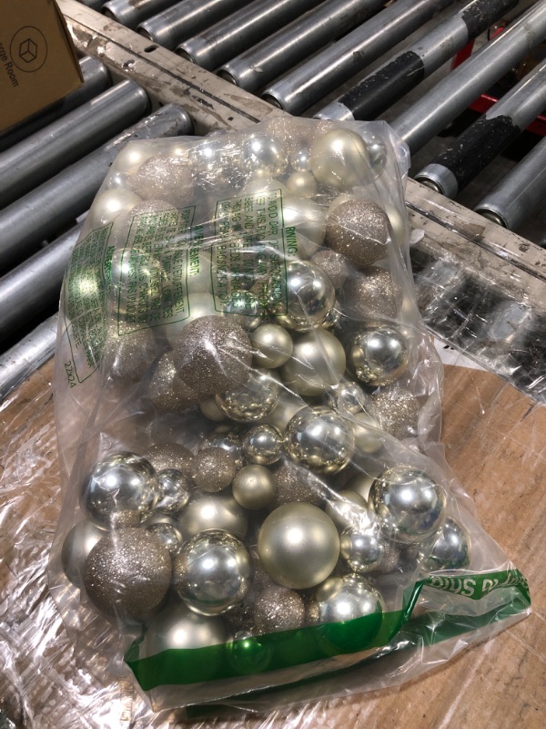 Photo 2 of 6 FEET Christmas Ball Garland Ornaments Shatterproof Xmas Hanging Balls Decorations for Home Indoor Outdoor Mantel Holiday Party Wedding Tree - Champagne Gold