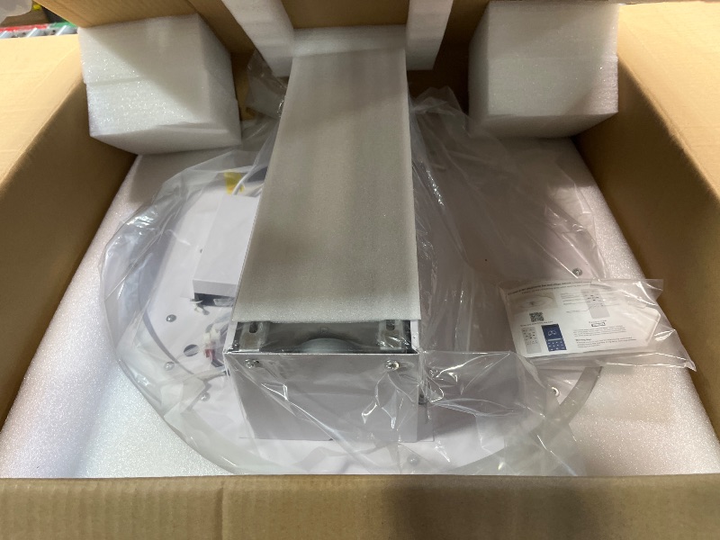 Photo 1 of OLUZO 21.6 Inch Modern Bladeless Ceiling Fan with Light and Remote & APP Control,6-Speed Wind Lighting Ceiling Fan,85w Free Dimmable Ceiling Lamp,Low Profile Bedroom Ceiling Light with Fan