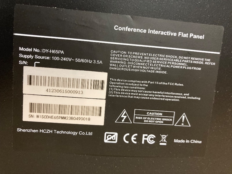 Photo 1 of Armerboard 65 Inch Smart Board 4K UHD Touchscreen Digital Electronic Whiteboard Interactive Whiteboard, Built in Dual System for Office, Classroom (Wall Mount Included)