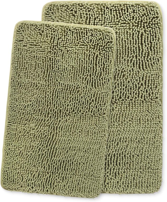 Photo 1 of (Set of 2) Super Thick Soft Shaggy Chenille Bath Mats Machine Washable Bath Rugs Set for Bathroom