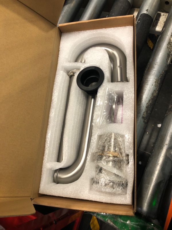 Photo 1 of MENATT Bathroom Basin Sink U Shape Stopper Complete Set, Adjustable Height 1-1/4 Bottle Trap Basin Sink Waste Drain P Trap Set with Overflow, Brushed Nickel