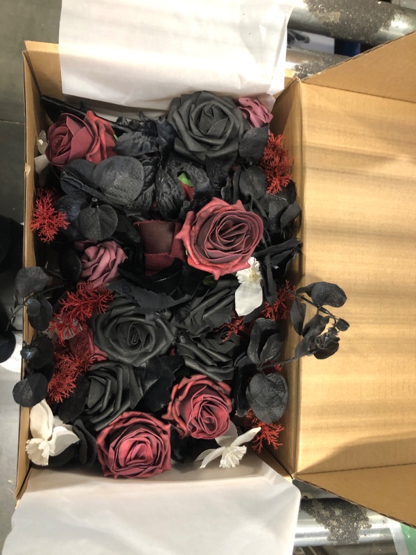 Photo 2 of 
Ling's Moment Moody Burgundy & Black Artificial Flowers and Greenery Mini Combo Box Set, Goth Fake Flower for DIY Wedding Bridal Bouquet, Centerpieces Decor, Floral Arrangement Decor, etc.