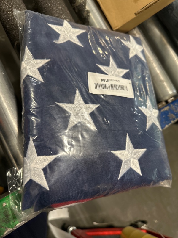 Photo 2 of American Flag 4x6 Ft TearProof Series for Outside, Made in USA, Longest Lasting, Super Tough Fade Resistant Spun Polyester, High Wind US Outdoor Flags Embroidered Stars, Sewn Stripes, Brass Grommets