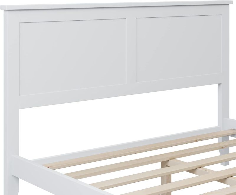 Photo 1 of 
Harper & Bright Designs Platform Bed Frame with Headboard/Solid Wood Foundation with Wood Slat Support/No Box Spring Needed/Easy Assembly - White