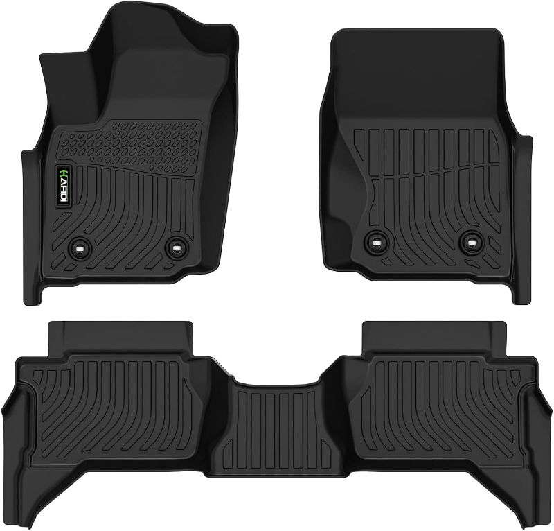 Photo 3 of  Mats for Toyota Tacoma 2024 2025 Double Cab (Not fit Hybrid) All Weather Floor Liner for Tacoma TPE Custom Fit Car Mats Front&Rear 2 Row Mats,Black (Automatic Transmission)