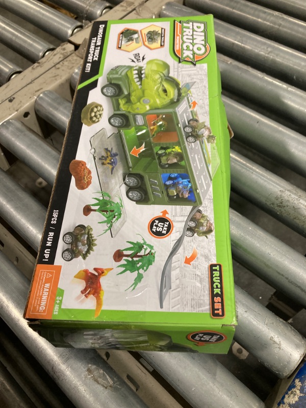 Photo 2 of 21 in 1 Dinosaur Truck Toys for 3 4 5 6 7 Year Old Boys Girls - T-Rex Transport Car Carrier Truck with 5 Pull Back Dinosaur Cars and 9 Dino Figures, Kids Birthday Christmas Toy Gift w/Light & Music