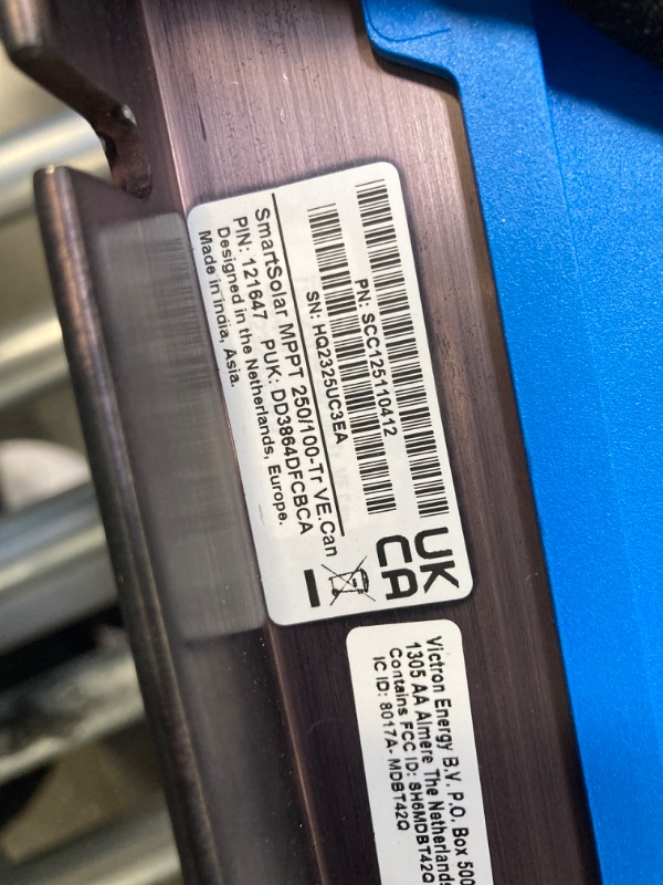 Photo 1 of Victron Energy SmartSolar MPPT Tr VE.Can Solar Charge Controller (Bluetooth) - Charge Controllers for Solar Panels -250V, 100 amp, 12/24/36/48-Volt
