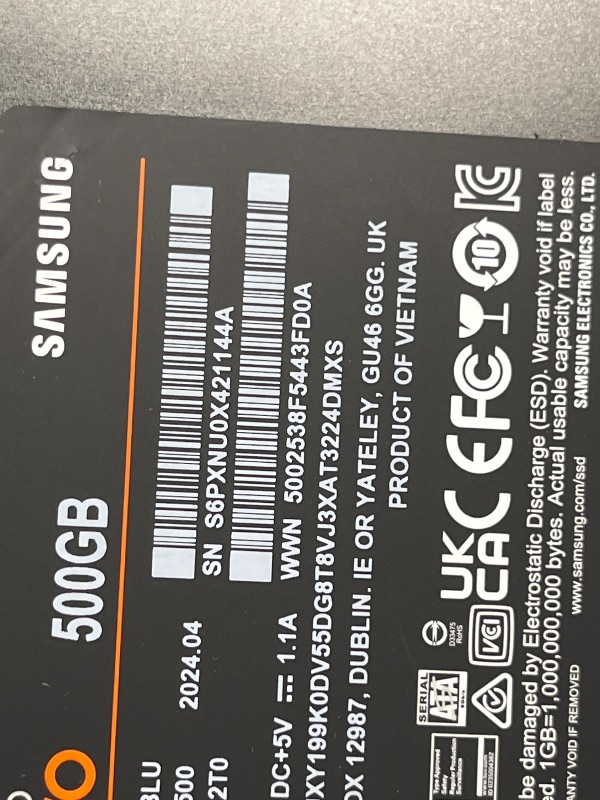 Photo 1 of ***USED**Samsung Electronics , 870 EVO 500GB 2.5 Inch SATA III Internal SSD (MZ-77E2T0B/AM).