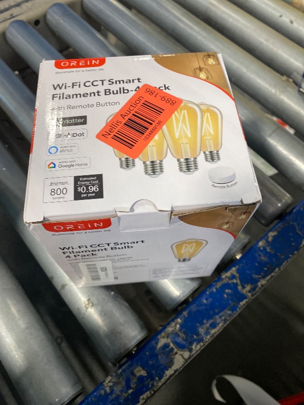 Photo 1 of OREiN Matter Smart Light Bulb, ST19(58) Smart Edison Bulbs with Remote Control Work with Apple Home, Alexa, Google Home, SmartThings, 800lm 2700K-6500K Smart Filament Bulb E26 Base 4Pack