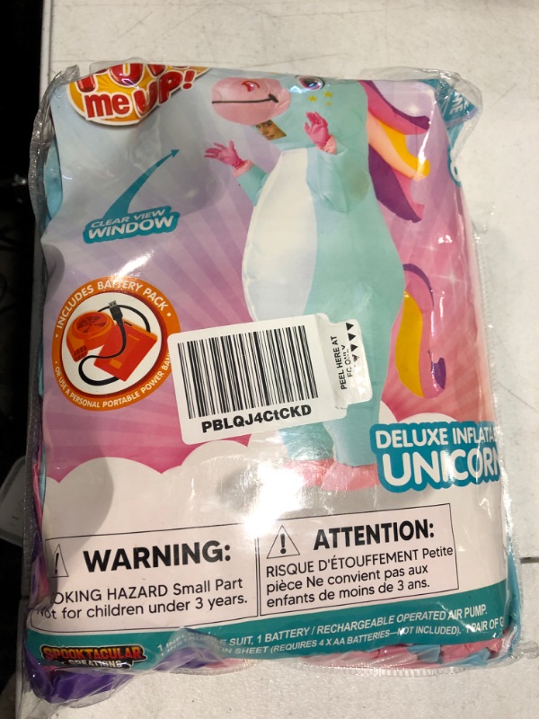 Photo 1 of Spooktacular Creations Inflatable Costume Adult, Full Body Riding a Unicorn Blow Up Costume for Halloween Inflatables Costume Dress-Up Party (Blue)