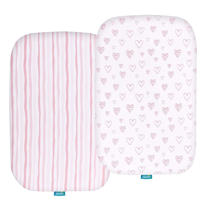 Photo 1 of Bassinet Sheets Compatible with Baby Delight Beside Me Dreamer Bassinet, 2 Pack, Ultra Soft Bassinet Sheet for Baby, Pink Print