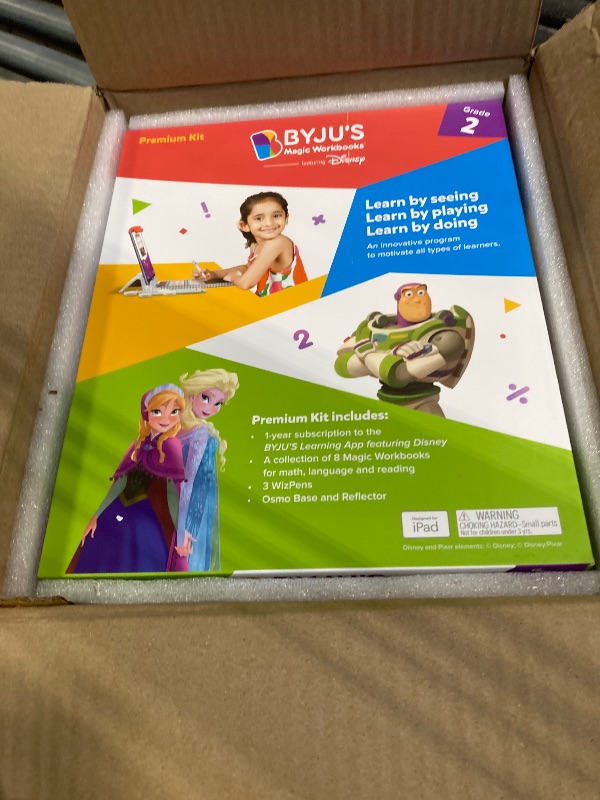 Photo 1 of BYJU’S Learning Kits: Disney, 2nd Grade Premium Edition (App + 8 Workbooks) Ages 6-8, Featuring Disney & Pixar Characters - Learn Grammar, Multiplication/Division & Writing - Osmo iPad Base Included