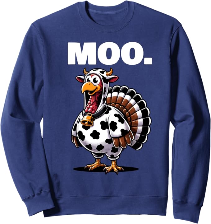 Photo 1 of ***BLUE*** Turkey Moo Funny Thanksgiving Sweatshirt L