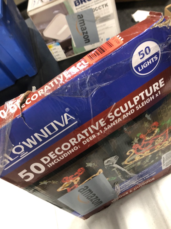 Photo 2 of ***USED***GLOWNOVA 50L16'' 2 Pack Christmas Window Silhouette Lights DecorationsChristmas Sculpture,Including: Reindeer x1,Santa in Sleigh x1