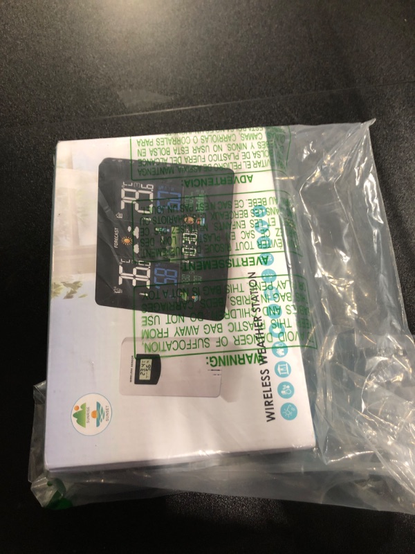 Photo 1 of Weather Station Wireless Indoor Outdoor, Thermometer Wireless with Remote Sensor, Home Weather Station, Color Display Digital Weather Forecast, Humidity, Atomic Clock, Air Pressure for Home, Black