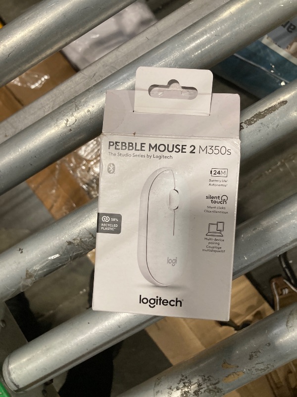 Photo 1 of Logitech Pebble Mouse 2 M350s Slim Bluetooth Wireless Mouse, Portable, Lightweight, Customizable Button, Quiet Clicks, Easy-Switch for Windows, macOS, iPadOS, Android, Chrome OS - Tonal White