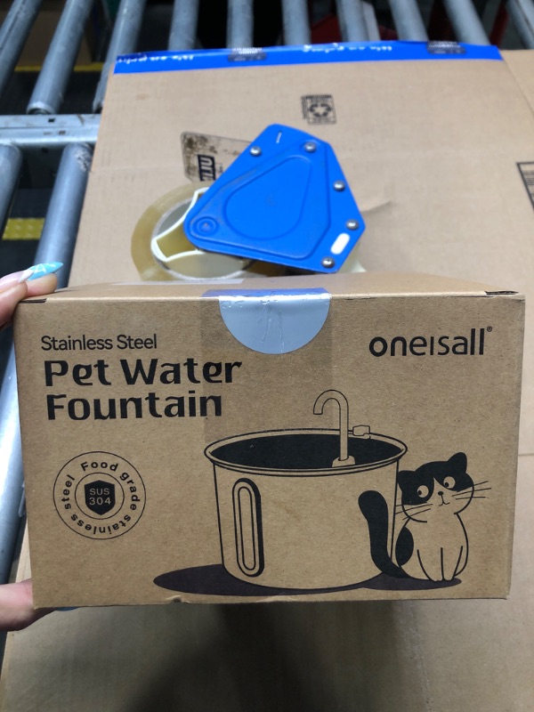 Photo 2 of oneisall Stainless Steel Cat Water Fountain, 2L Water Fountains for Cats Indoor Dishwasher Safe with Quiet Pump and 3 Replacement Filters, Automatic Pet Water Fountain Faucet Spout Design