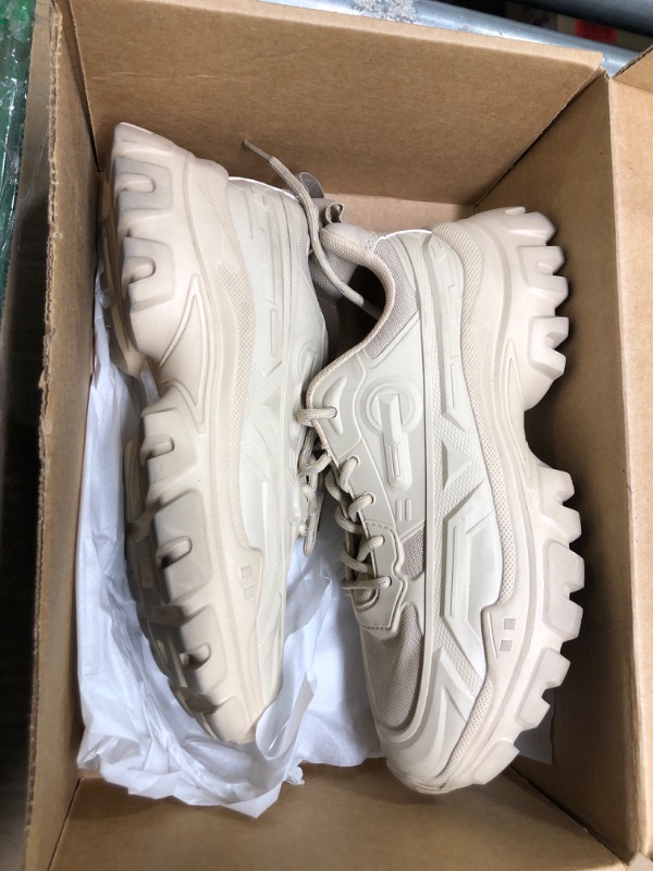 Photo 2 of ***VERY USED/ NO RETURN*** 
DREAM PAIRS Chunky Fashion Sneakers for Women, Women's Platform Bold Lace-Up Comfortable Sneakers,Size 8, Apricot-Bold,SDFN2368W. SIZE 8