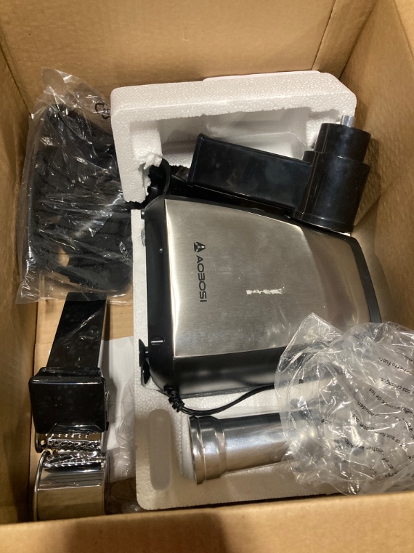 Photo 1 of AAOBOSI Meat Grinder, 4-In-1 Meat Grinder Electric [2800W Max] with 3 Slice, Shred Blades,2 Blades,4 Plates,Sausage Stuffer,Kubbe Kit, for Home Kitchen Use, Stainless Steel