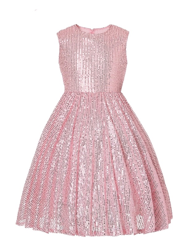 Photo 1 of EXARUS Girls Sequin Dress Sleeveless Sparkly Special Occasion Kids Party Sequence Sparkle Dress Birthday Pink 14Y