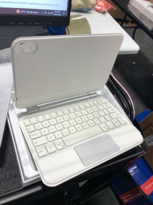 Photo 3 of ** functions, did not test with ipad**
HENGHUI Keyboard for iPad Mini 7 A17 Pro/iPad Mini 6th Generation Magnetic Keyboard Case Floating Cantilever Stand Multi-Touch Trackpad Backlit Keys for iPad Mini 6 (White)