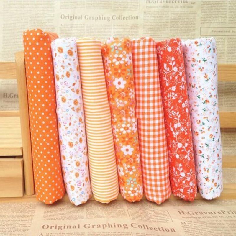 Photo 1 of 7Pcs Top Orange Cotton Craft Fabric Bundle Squares Patchwork DIY Sewing Scrapbooking Quilting Floral Dot Pattern Craft and Hobby Fabric, Craft and Hobby Fabric, Fabric 10" x 10" (25cm x 25cm)