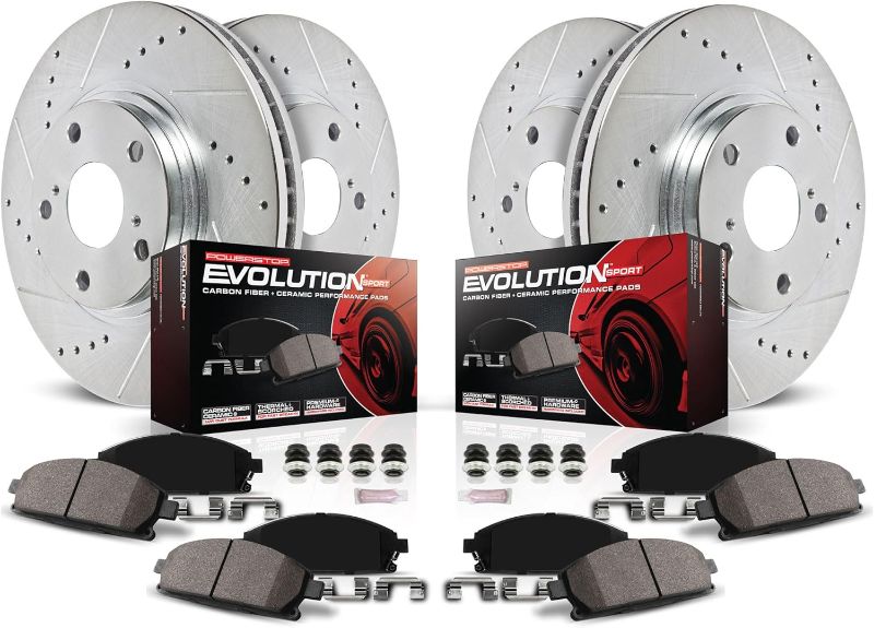 Photo 1 of 
Power Stop K6033 Front and Rear Z23 Carbon Fiber Brake Pads with Drilled & Slotted Brake Rotors Kit and 1 Front & 1 Rear Sensor Wires