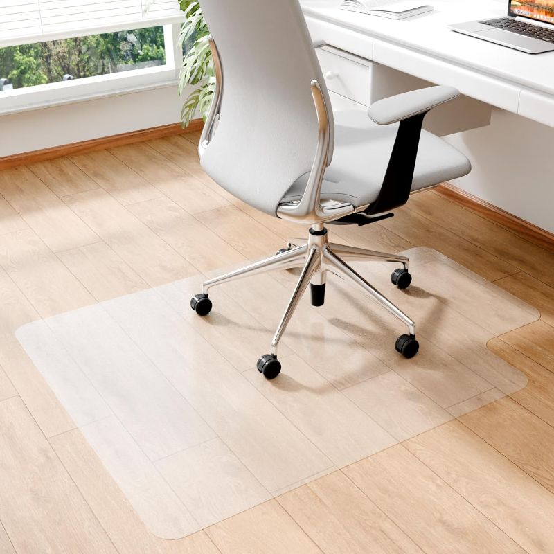 Photo 1 of  Office Chair Mat for Hardwood Floor, 36” x 48” Desk Floor Mat for Hardwood Floors, Clear Desk Chair Mat for Hard Floor, Easy Glide Floor Protector Mat with Lip