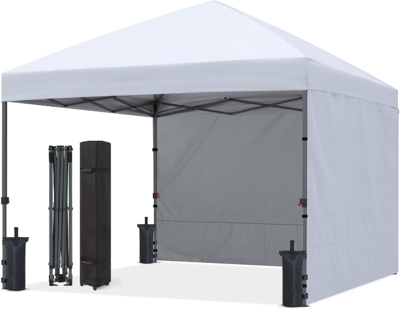 Photo 1 of ***USED***Easy Pop up Canopy Tent with 2 Sidewalls for Outdoor Sun Blocking or Rain Protection,10x10, White