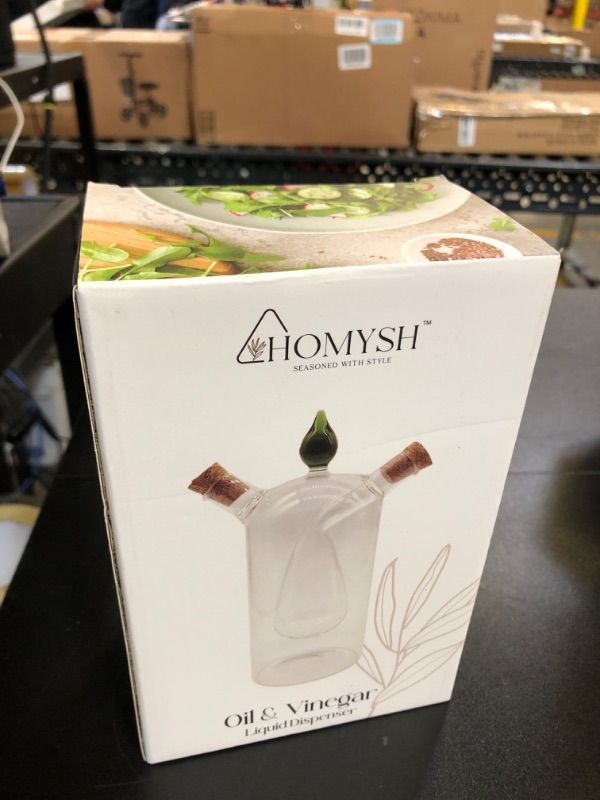 Photo 2 of Homysh Oil and Vinegar Premium Dispenser, Beautiful and Elegant Olive Oil Dispenser Set for Your kitchen, Glass Bottle for Salad Dressing and Cooking, 15 Oz