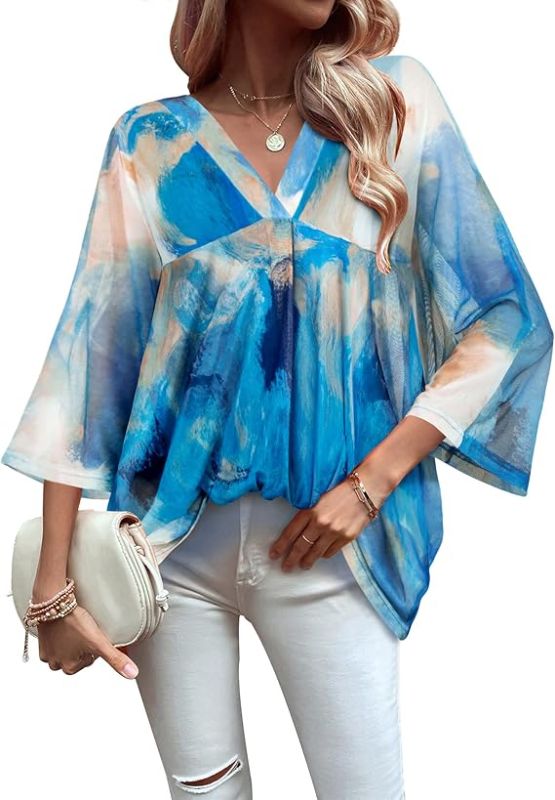 Photo 1 of SeSe Code Womens Blouses Dressy Casual Loose Fit Flowy Dolman Sleeve Tops Mesh Shirts M