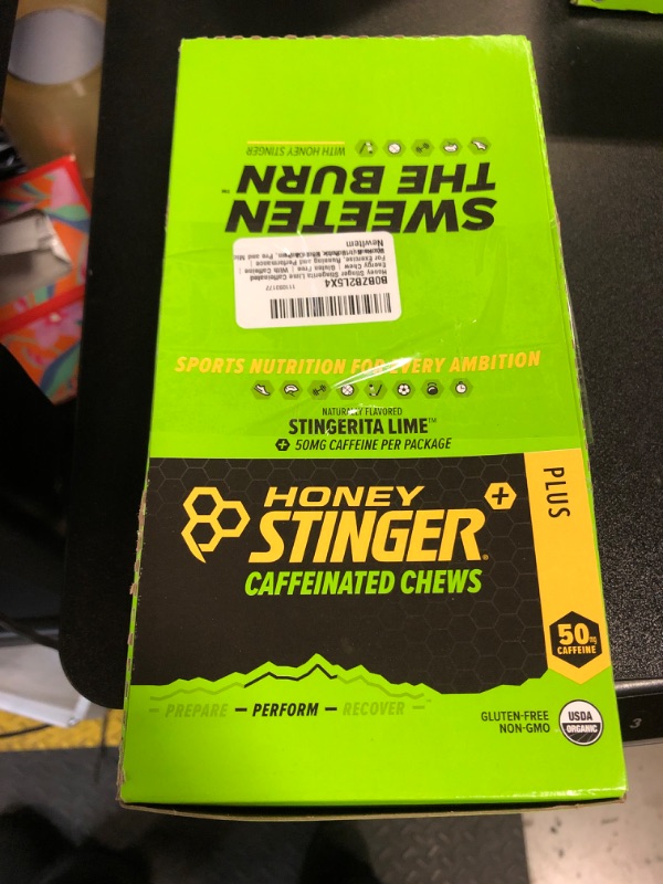 Photo 2 of Honey Stinger Stingerita Lime Caffeinated Energy Chew | Gluten Free | With Caffeine | For Exercise, Running and Performance | Sports Nutrition for Home & Gym, Pre and Mid Workout | 12 Pack, 23.2 Ounce EXP OCT 17 2025