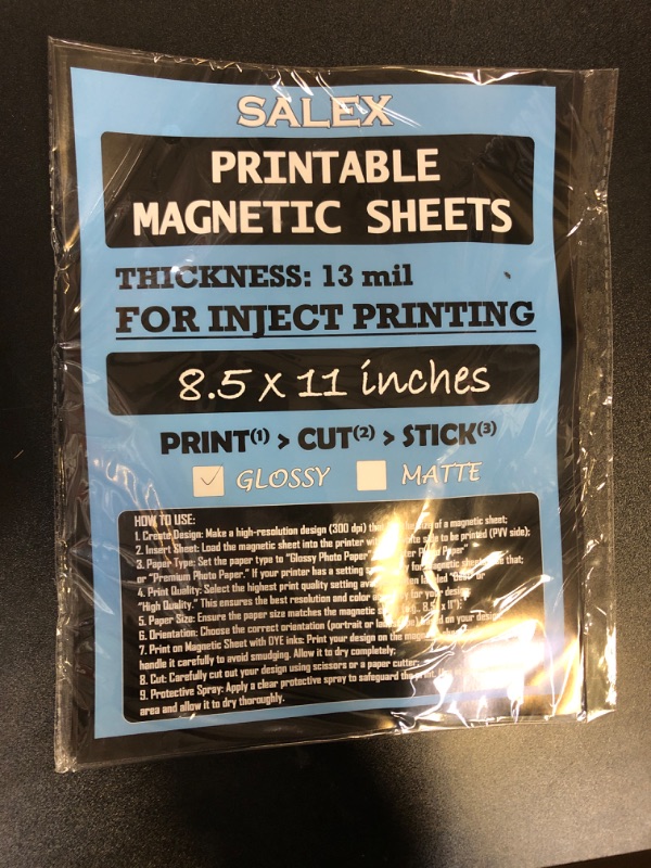 Photo 1 of Printable Magnetic Sheets 8.5" x 11" for Inkjet Printers, Stickers, 5 Pack - Blank Glossy Magnet Sheet Non Adhesive for DIY, Crafts, Photo Printing, Fridge Images