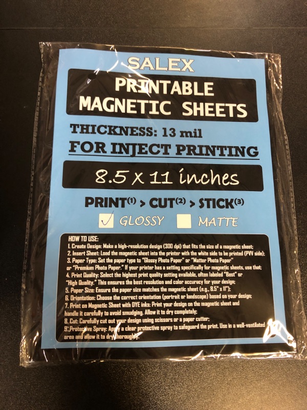 Photo 1 of Printable Magnetic Sheets 8.5" x 11" for Inkjet Printers, Stickers, 12 Pack - Blank Glossy Magnet Sheet Non Adhesive for DIY, Crafts, Photo Printing, Fridge Images