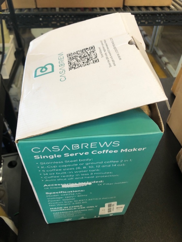 Photo 1 of CASABREWS K Cup Coffee Maker, Stainless Steel Coffee Machine for K Cup Capsule or Ground Coffee, Compact Coffee Brewer with Descaling Reminder, 6 to 14 oz Brew Sizes, Gifts for Men Women