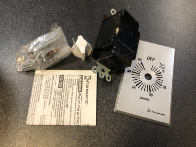 Photo 1 of Intermatic FF360M 60-Minute Spring Loaded Wall Timer, Brushed Metal Finish