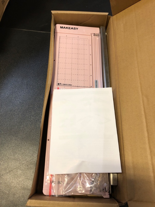 Photo 1 of MAKEASY Paper Cutter 12 Inch, Guillotine Paper Cutter with 8 Sheet Capacity, Heavy Duty Paper Cutter for Cardstock, Paper Trimmer for Crafting, Classroom and Office, Pink