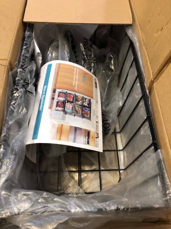 Photo 1 of iSPECLE Chest Freezer Organizer Bins - Fit 7 Cu.Ft Deep Freezer, 2 Small Freezer Hanging Baskets with Expandable Handle for Chest Freezer, Sort Frozen Food and Easy Slide to Get Bottom Food, Black