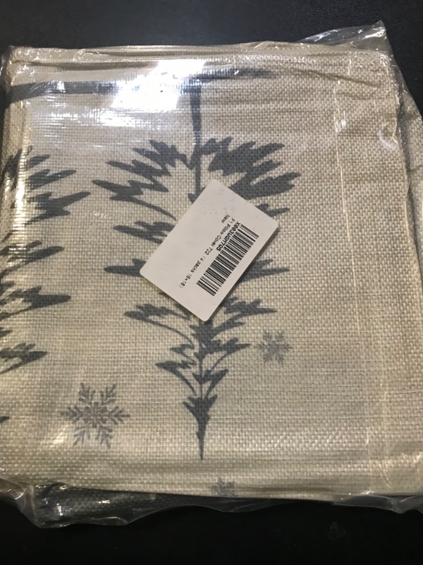 Photo 2 of Fjfz Merry Christmas Hello Winter Gray Decorative Throw Pillow Covers 16x16 Set of 4, Let It Snow Snowflakes White Porch Outdoor Home Decor, Xmas Tree Ornament Believe Holiday Couch Cushion Case