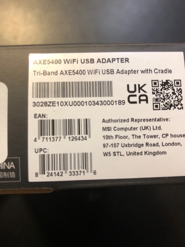 Photo 4 of MSI AXE5400 WiFi 6E USB Adapter - WLAN up to 5400 Mbps (6GHz, 5GHz, 2.4GHz Wireless), USB 3.2 Gen 1, MU-MIMO, 2X High-Gain Tri-Band Antennas, Beamforming, WPA3 - Cradle Included