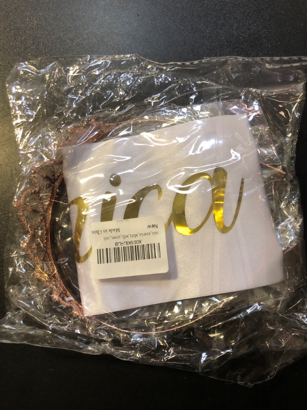 Photo 1 of Vrogadso Miss America Sash White Satin Sash with Gold Letters With Crown Pack