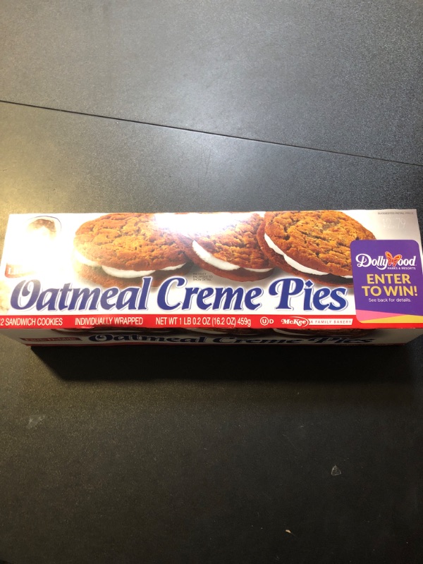 Photo 2 of Little Debbie Oatmeal Crème Pies, 12 Individually Wrapped Sandwich Cookies, 16.2 OZ Box 11/17/2024---