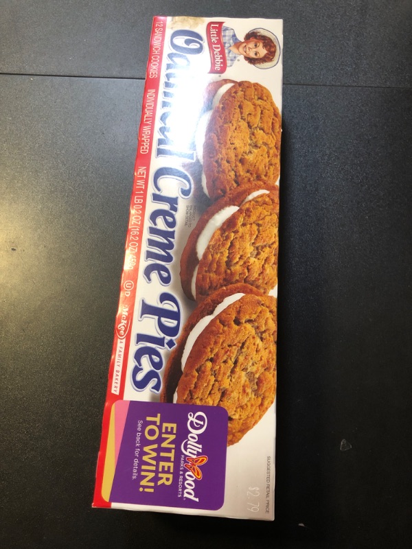 Photo 2 of Little Debbie Oatmeal Crème Pies, 12 Individually Wrapped Sandwich Cookies, 16.2 OZ Box 11/17/2024---